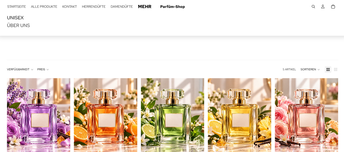 Parfüm-Online-Shop – Elegante Shop-Vorlage